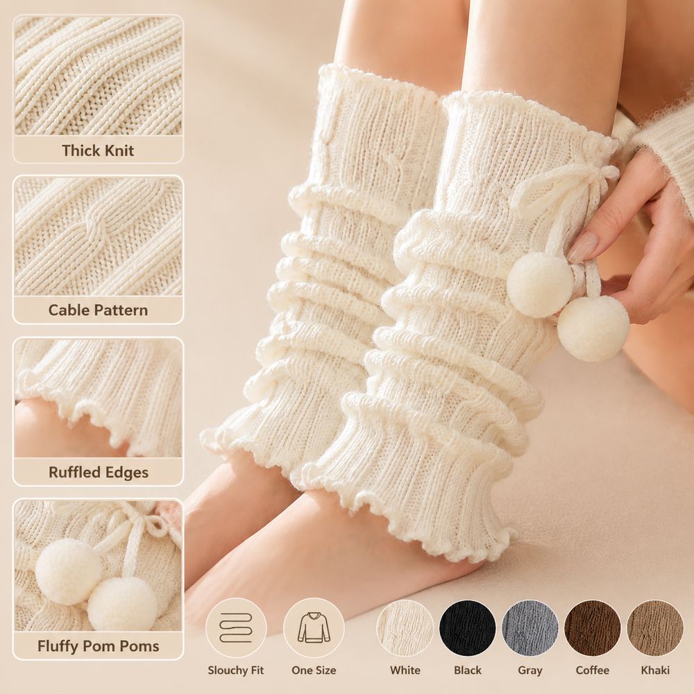 Boot Sock Slouchy - Örme Bacak Isıtıcıları, Fırfırlı Kenarlar, Kablo