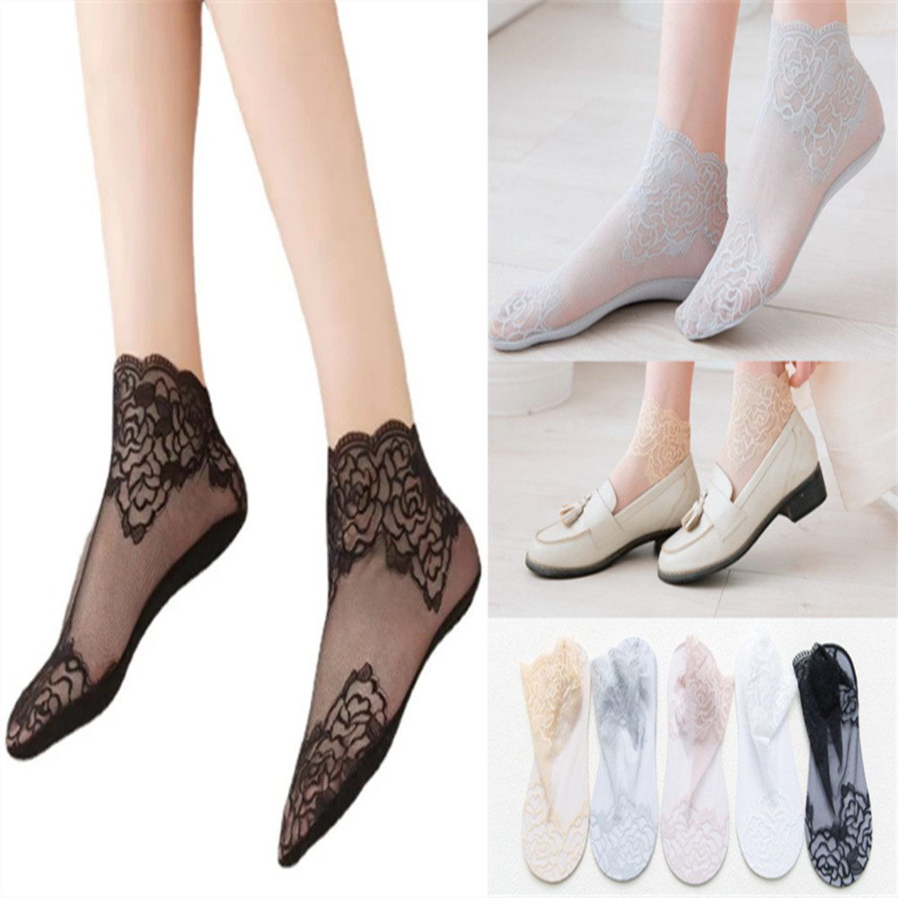 Kadın Dantel Gül Desenli İnce  - Invisibility Sock Loafer incelemesi ve fiyatı